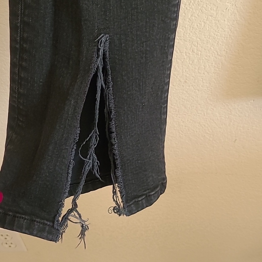 Frame Film Noir Distressed Black Frayed Waist Fromt Slit Jeans Size 27 - Picture 4 of 10